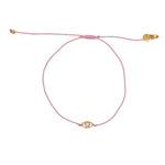 Bracelet tressé bleu jean oeil doré et zircon - ROSE