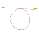 Bracelet tressé bleu jean oeil doré et zircon - ROSE