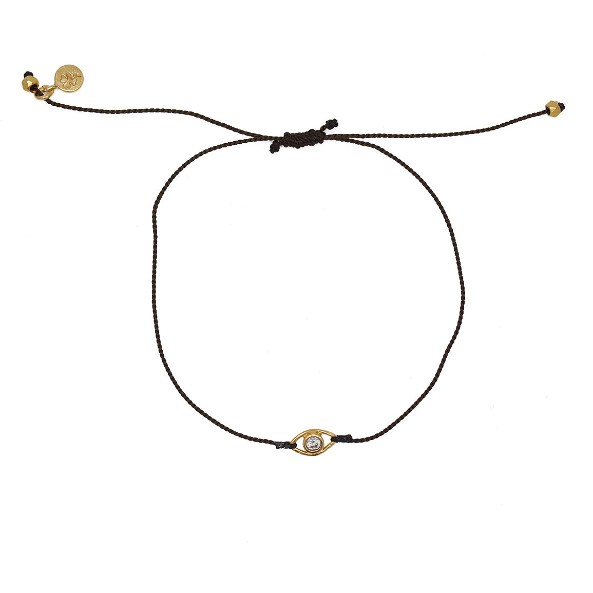Bracelet tressé bleu jean oeil doré et zircon
