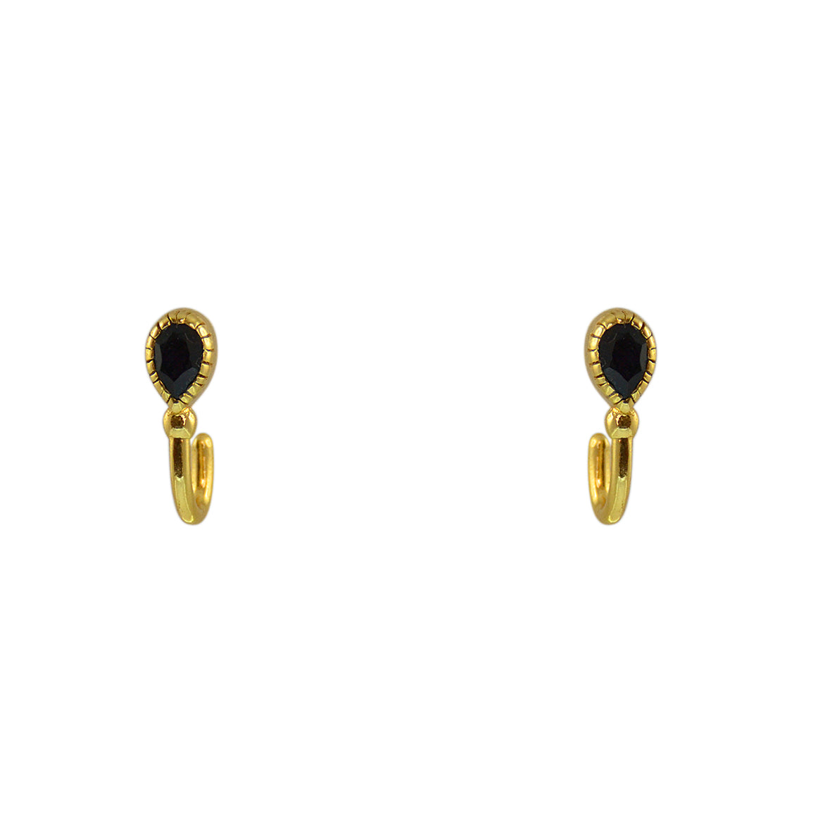 Boucles dorées pierre et barre - ONYX NOIRE - Boucles