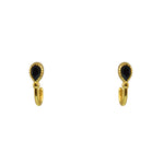 Boucles dorées pierre et barre - ONYX NOIRE - Boucles