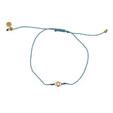 Bracelet tressé bleu jean oeil doré et zircon - BLEU JEAN