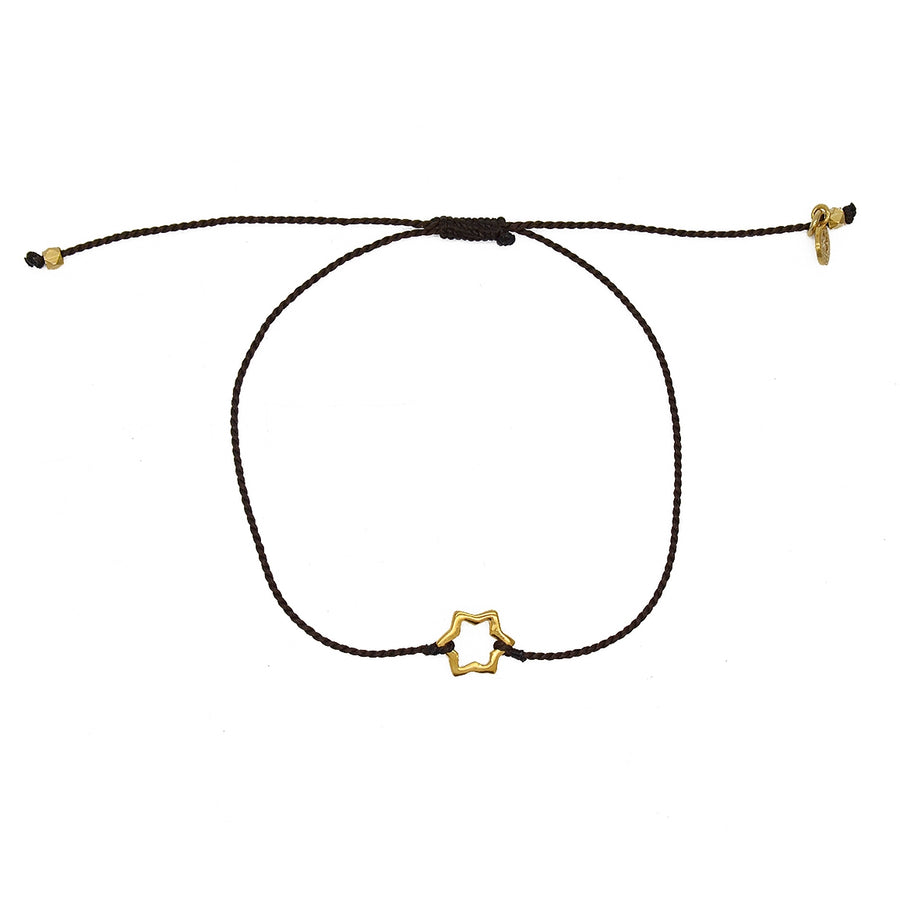 Bracelet fil fin coloré et etoile de David dorée - CHOCOLAT