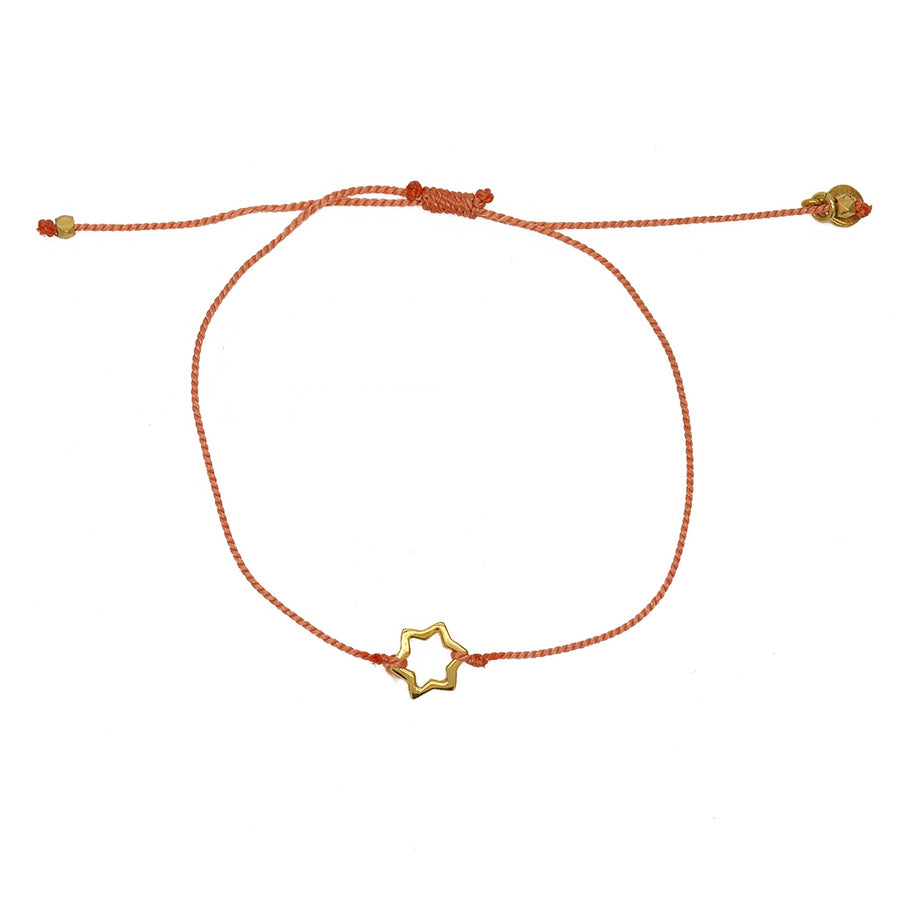 Bracelet fil fin coloré et etoile de David dorée - CORAIL