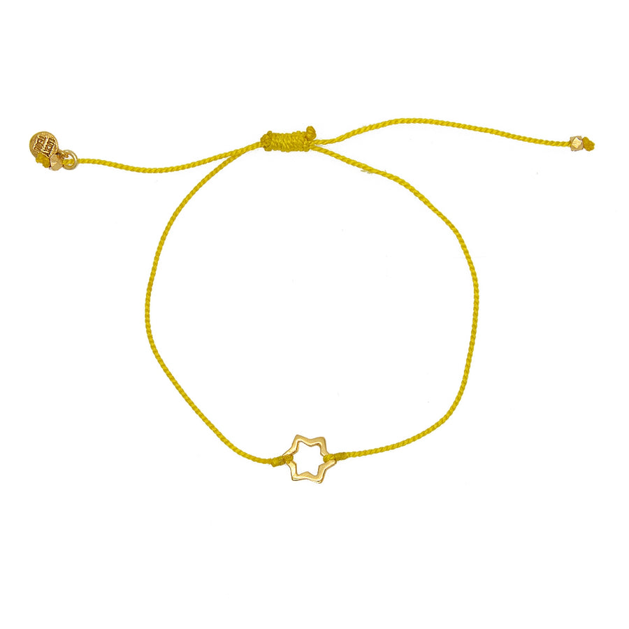 Bracelet fil fin coloré et etoile de David dorée - JAUNE