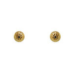 Boucles dorées rond martelé rose des vents et zircon -