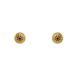Boucles dorées rond martelé rose des vents et zircon -