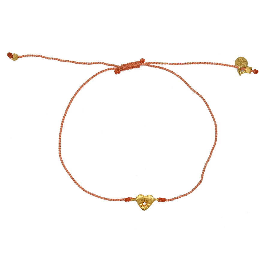Bracelet fil fin coloré coeur doré et zircon - CORAIL