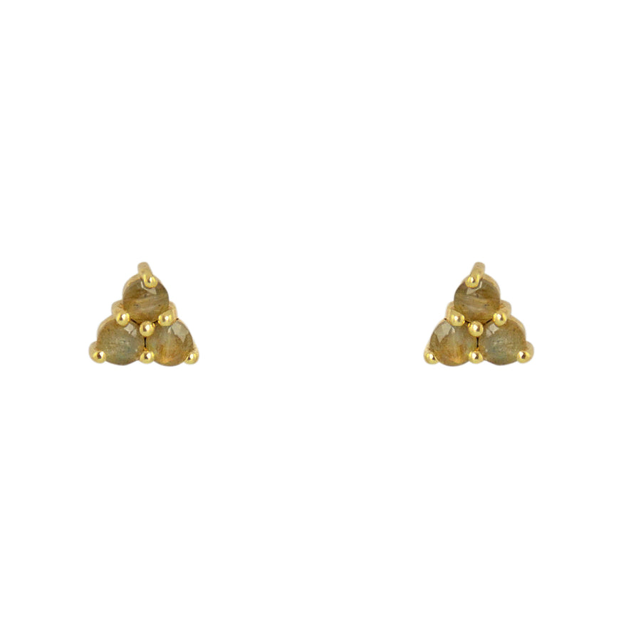 Boucles dorées trio de pierres - LABRADORITE - Boucles