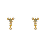 Boucles dorées pierre zircons et pampille - LABRADORITE -