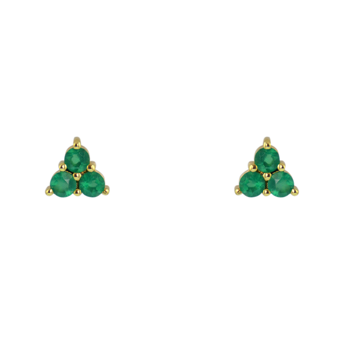 Boucles dorées trio de pierres - ONYX VERTE - Boucles