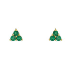 Boucles dorées trio de pierres - ONYX VERTE - Boucles