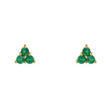 Boucles dorées trio de pierres - ONYX VERTE - Boucles