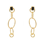 Boucles dorées et pierre carré - ONYX NOIRE