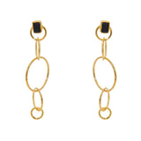 Boucles dorées et pierre carré - ONYX NOIRE