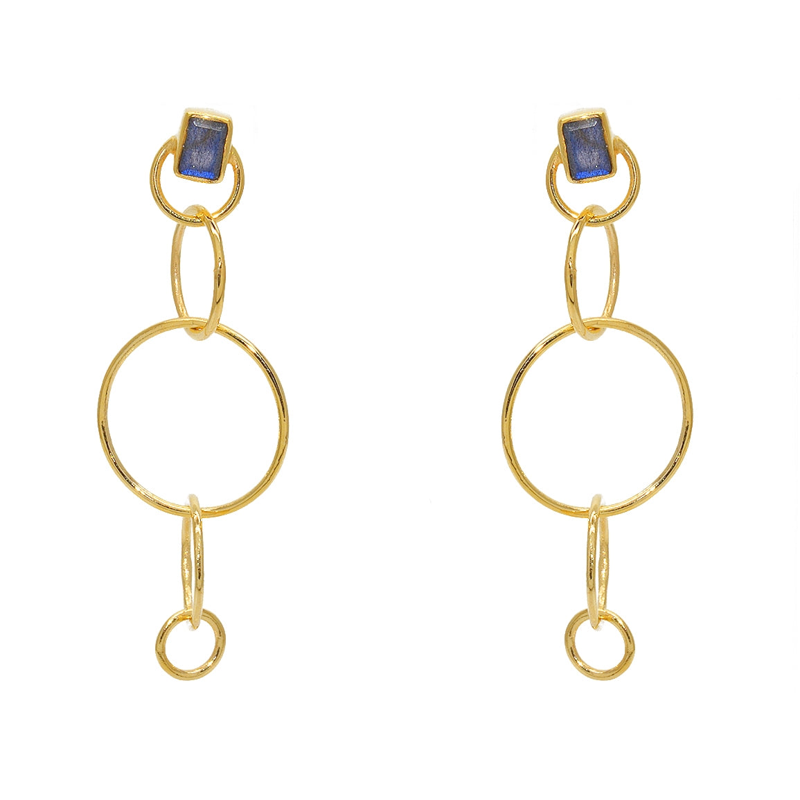 Boucles dorées et pierre carré - LABRADORITE