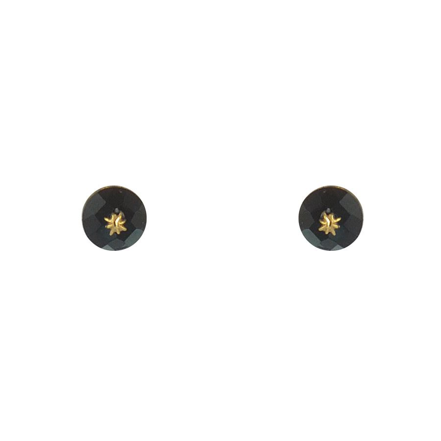 Boucles dorées pierre facettée et étoile - ONYX NOIRE -