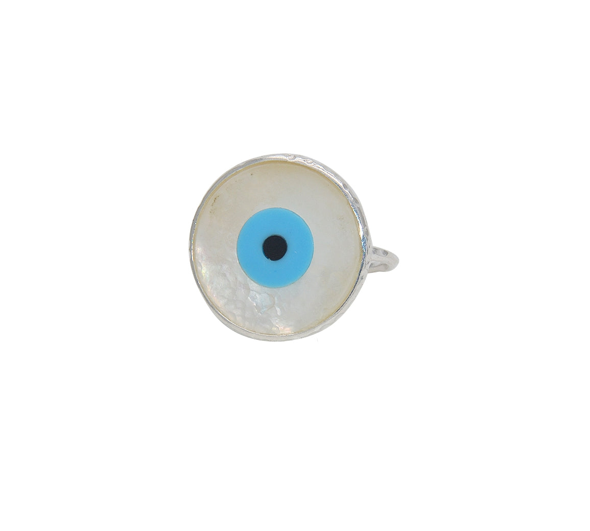 Bague argent 925 oeil nacre XXL - Bagues