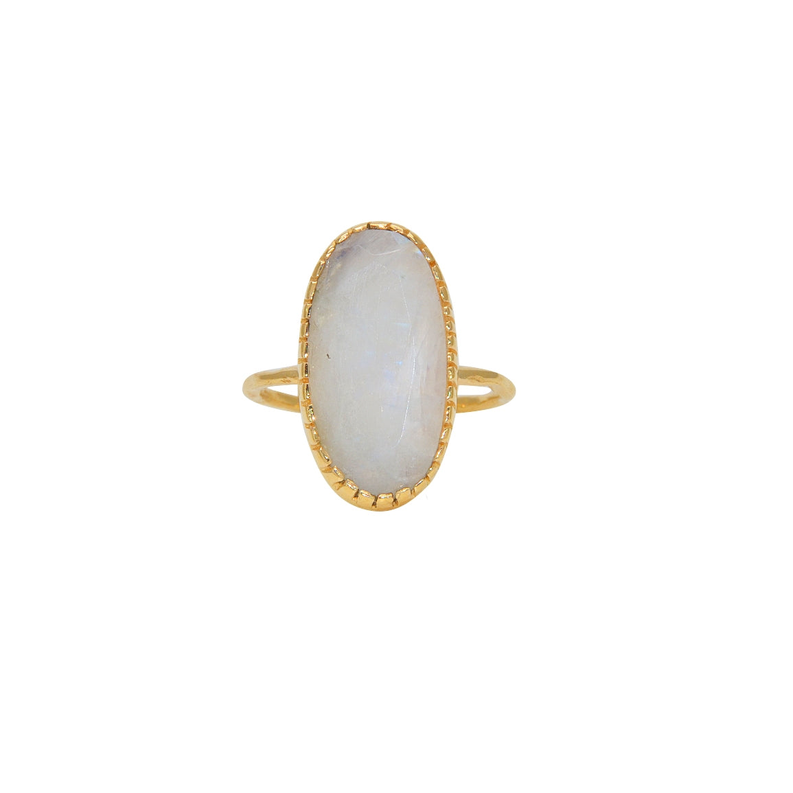 Bague dorée et pierre naturelle ovale - 50 / PIERRE DE LUNE