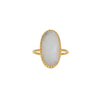 Bague dorée et pierre naturelle ovale - 50 / PIERRE DE LUNE