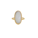 Bague dorée et pierre naturelle ovale - 50 / PIERRE DE LUNE