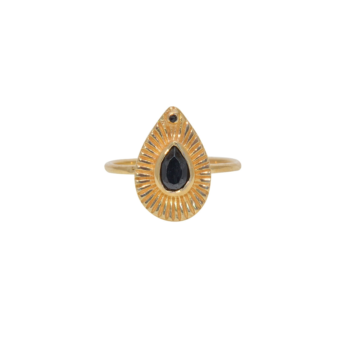 Bague dorée goutte pierre et zircon - 50 / ONYX NOIRE &