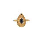 Bague dorée goutte pierre et zircon - 50 / ONYX NOIRE &