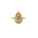 Bague dorée goutte pierre et zircon