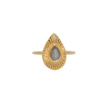 Bague dorée goutte pierre et zircon