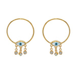 Boucles dorées oeil nacre et zircons
