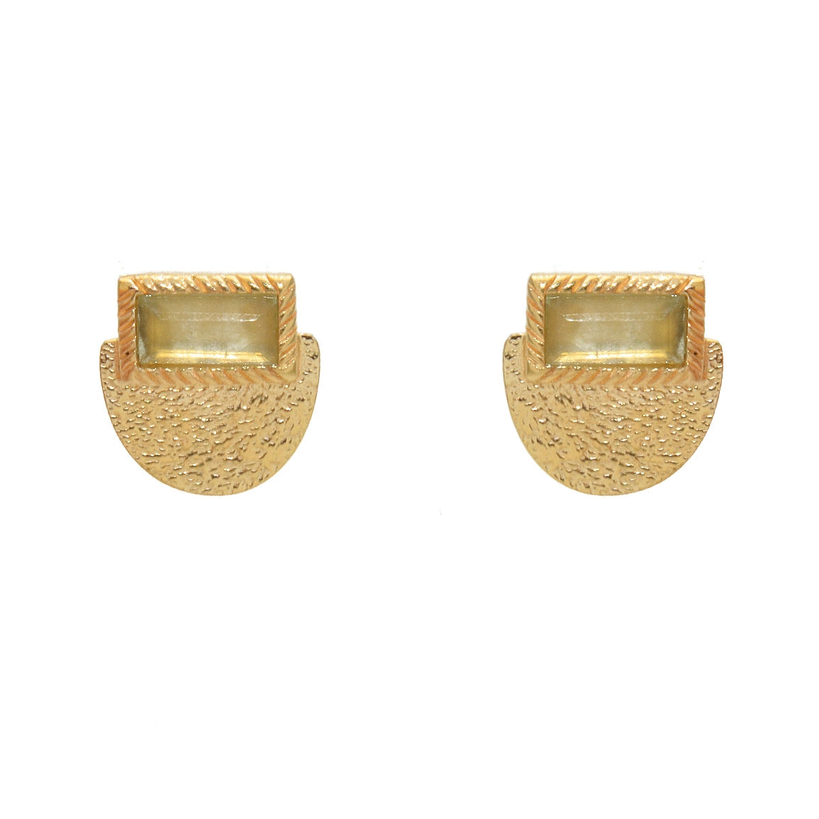Boucles dorées martelées et pierre - PREHNITE