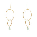 Boucles dorées anneaux martelées et goutte pierre - PREHNITE