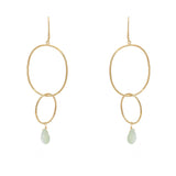 Boucles dorées anneaux martelées et goutte pierre - PREHNITE