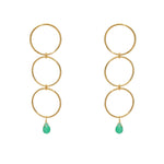 Boucles dorées anneaux - ONYX VERTE
