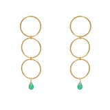 Boucles dorées anneaux - ONYX VERTE