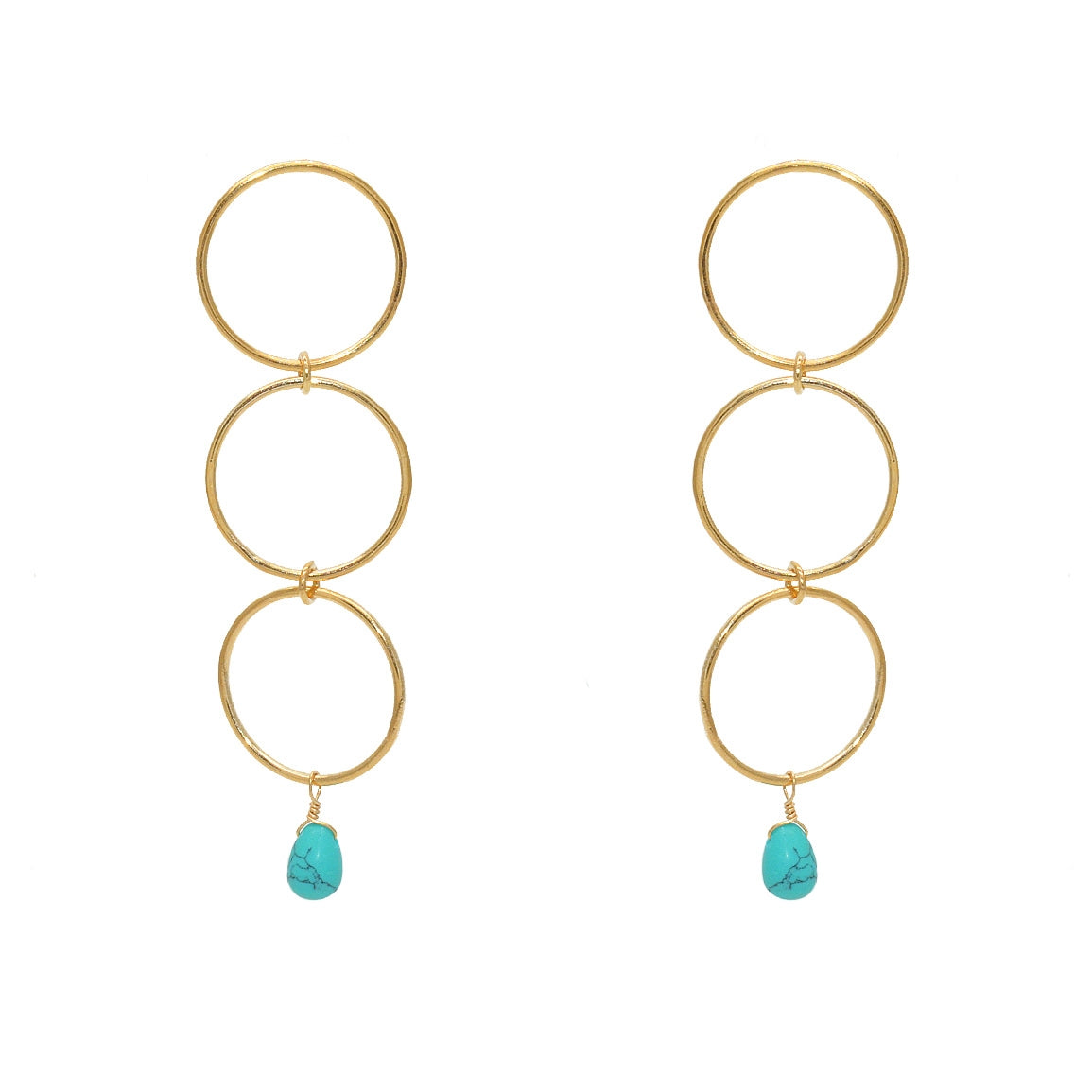 Boucles dorées anneaux - TURQUOISE