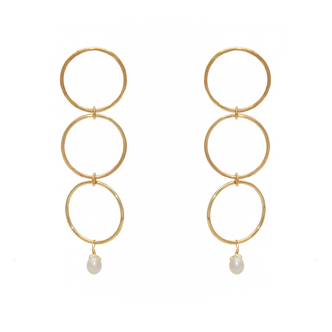 Boucles dorées anneaux - PERLE DE CULTURE