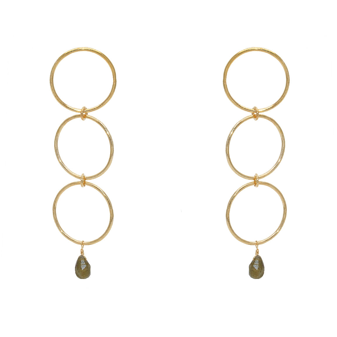 Boucles dorées anneaux - LABRADORITE
