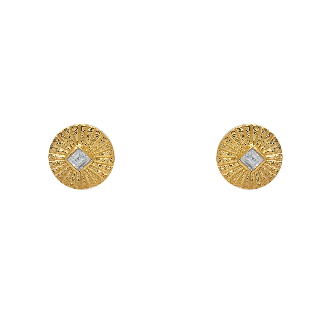 Boucles dorées rond strié et pierre