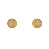 Boucles dorées rond strié et pierre