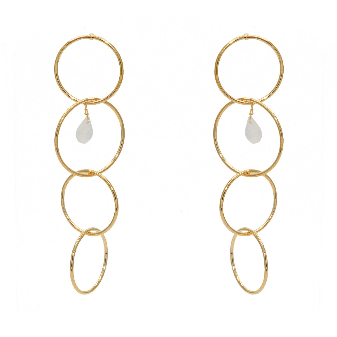 Boucles dorées anneaux et pierre goutte