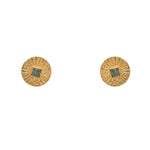 Boucles dorées rond strié et pierre