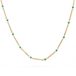 Collier doré barres martelées et pierres - ONYX VERTE