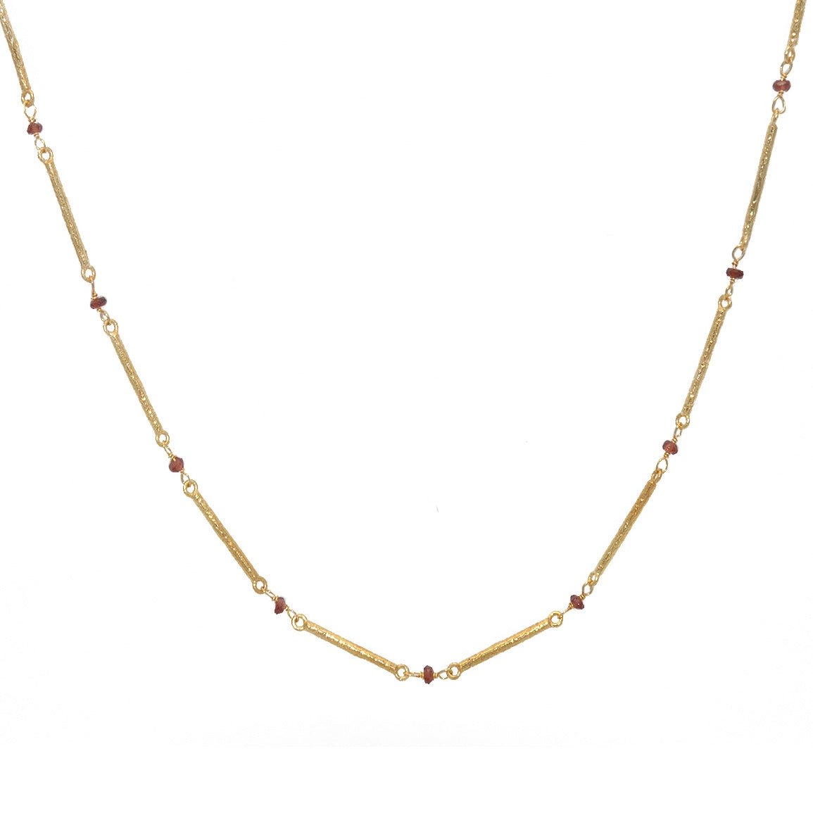 Collier doré barres martelées et pierres - GRENAT