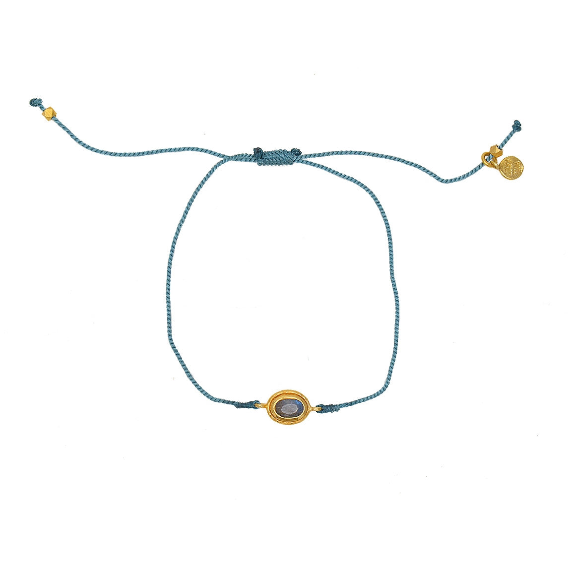 Bracelet tressé et pierre - BLEU JEAN & LABRADORITE