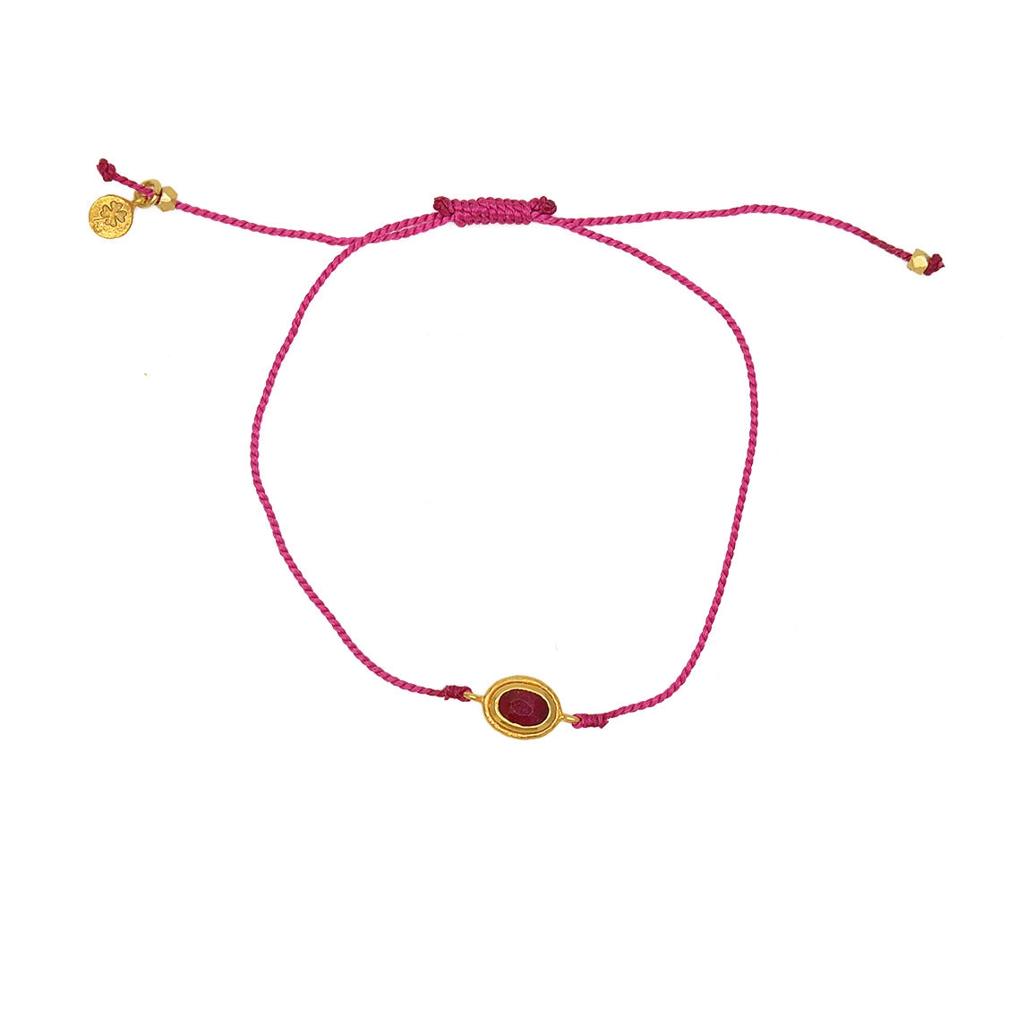 Bracelet tressé et pierre - FUSHIA & RUBIS