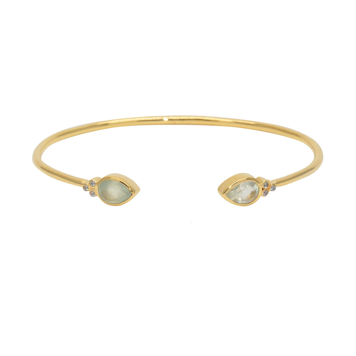 Jonc ouvert doré pierres goutte et zircons - PREHNITE