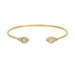 Jonc ouvert doré pierres goutte et zircons - PREHNITE