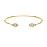 Jonc ouvert doré pierres goutte et zircons - PREHNITE