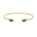Jonc ouvert doré pierres goutte et zircons - ONYX VERTE